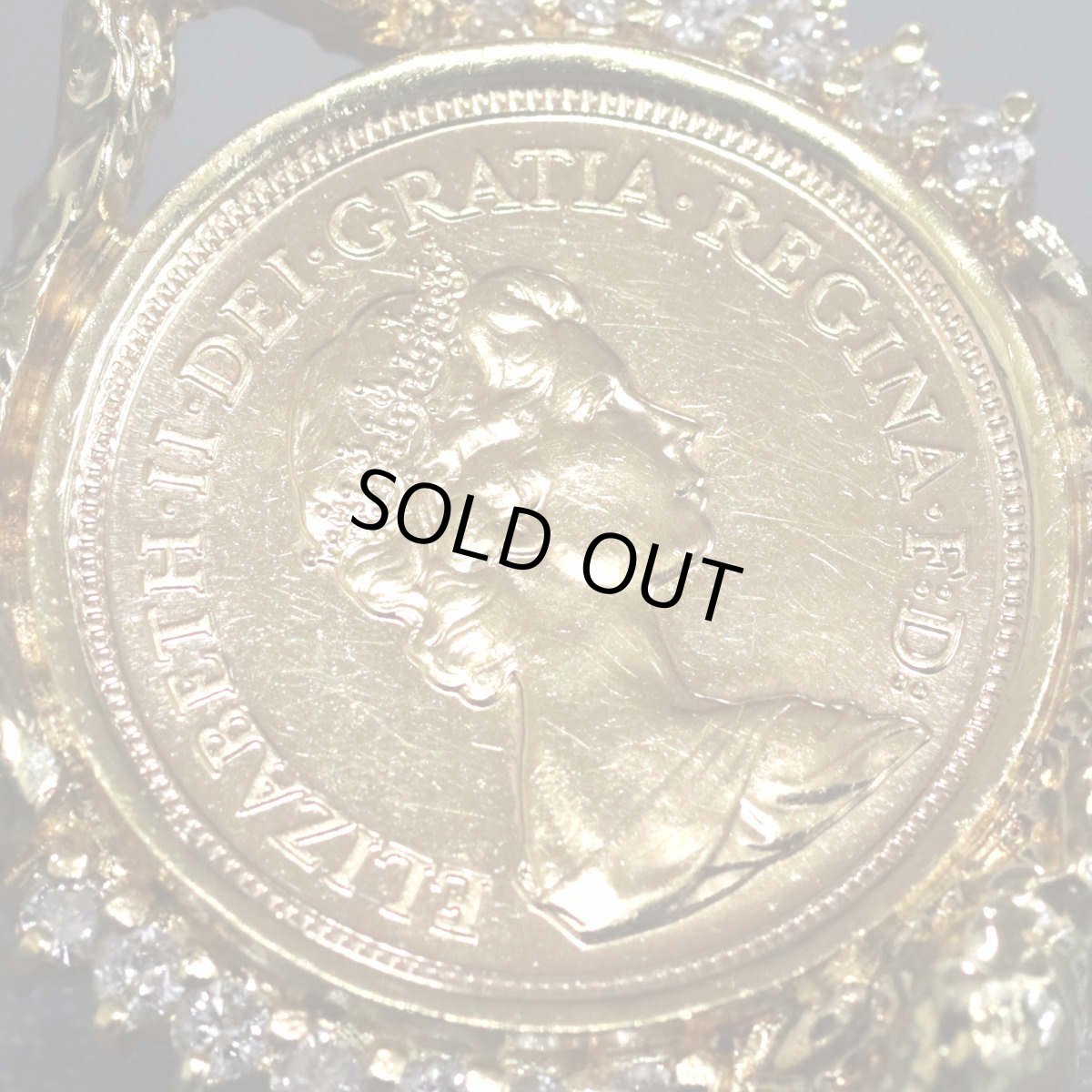 画像3: K18/K22ダイヤモンドペンダントトップ D0.33 ソブリン金貨 10.3g イエローゴールド エリザベス2世 (3)