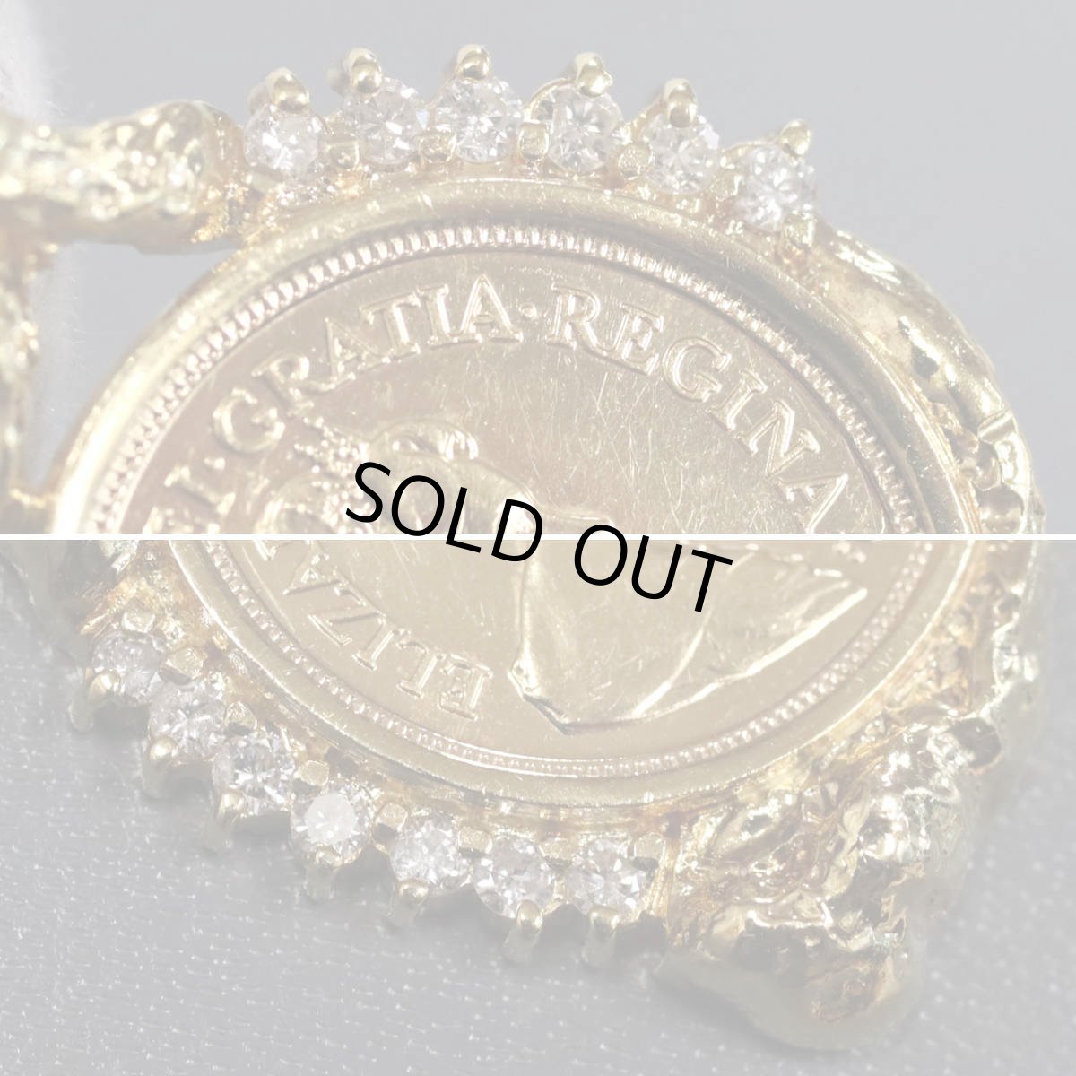 画像4: K18/K22ダイヤモンドペンダントトップ D0.33 ソブリン金貨 10.3g イエローゴールド エリザベス2世 (4)