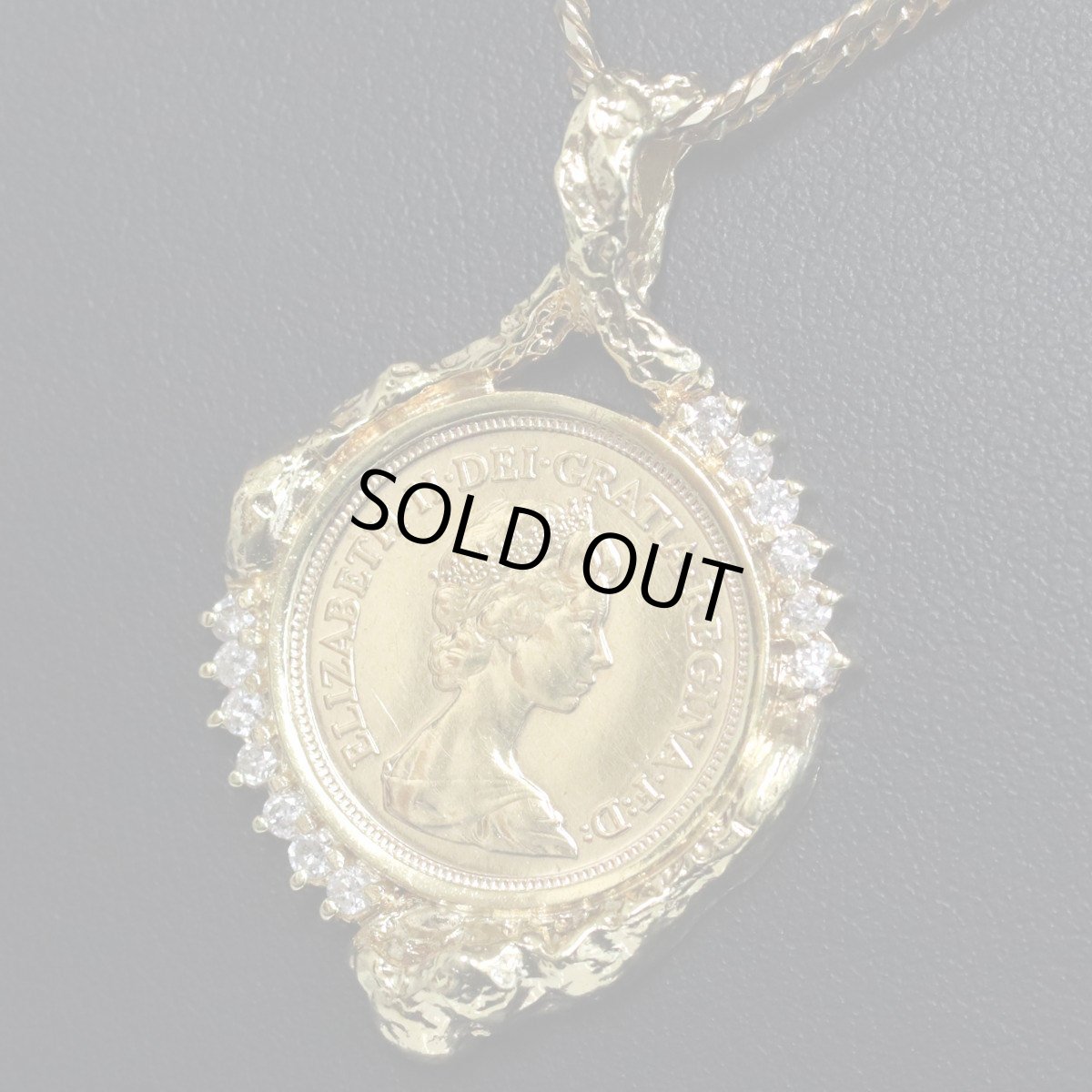 画像8: K18/K22ダイヤモンドペンダントトップ D0.33 ソブリン金貨 10.3g イエローゴールド エリザベス2世 (8)