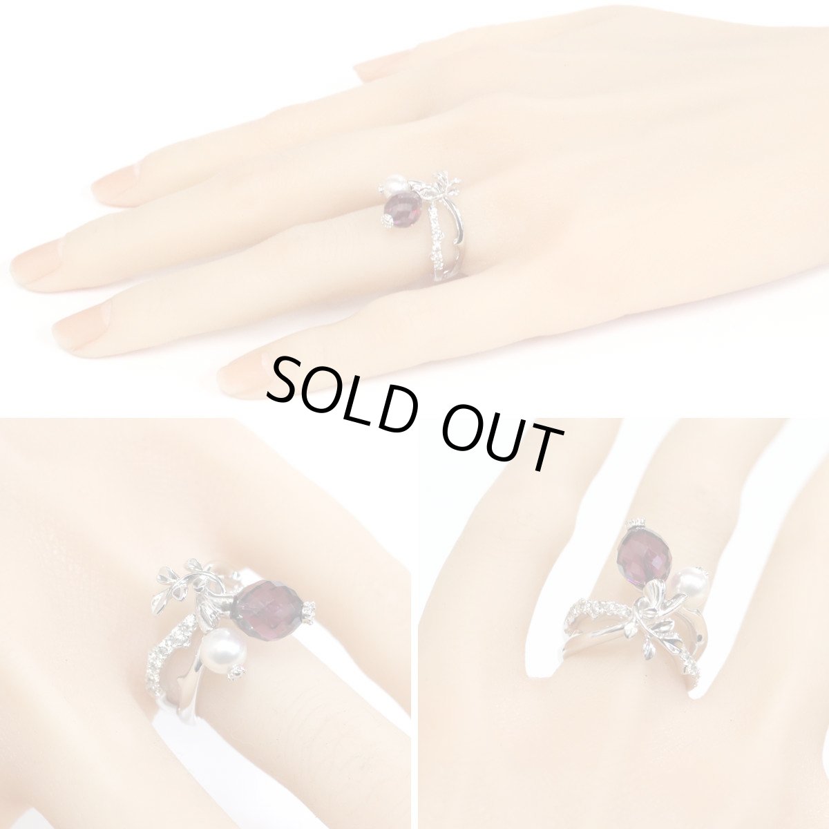 画像10: ミキモト K18WGガーネットパールダイヤモンドリング G5.04 D0.27 9.9g #10 (10)