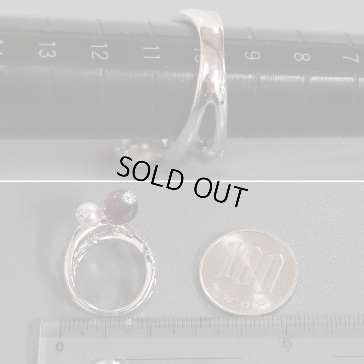 画像8: ミキモト K18WGガーネットパールダイヤモンドリング G5.04 D0.27 9.9g #10 (8)