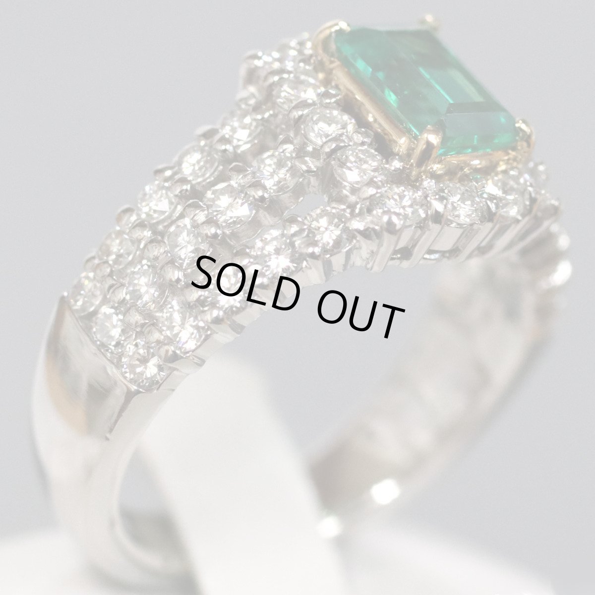 画像3: Pt900/K18エメラルドダイヤモンドリング E0.798 D1.19 10.6g #15弱 ソーティング (3)