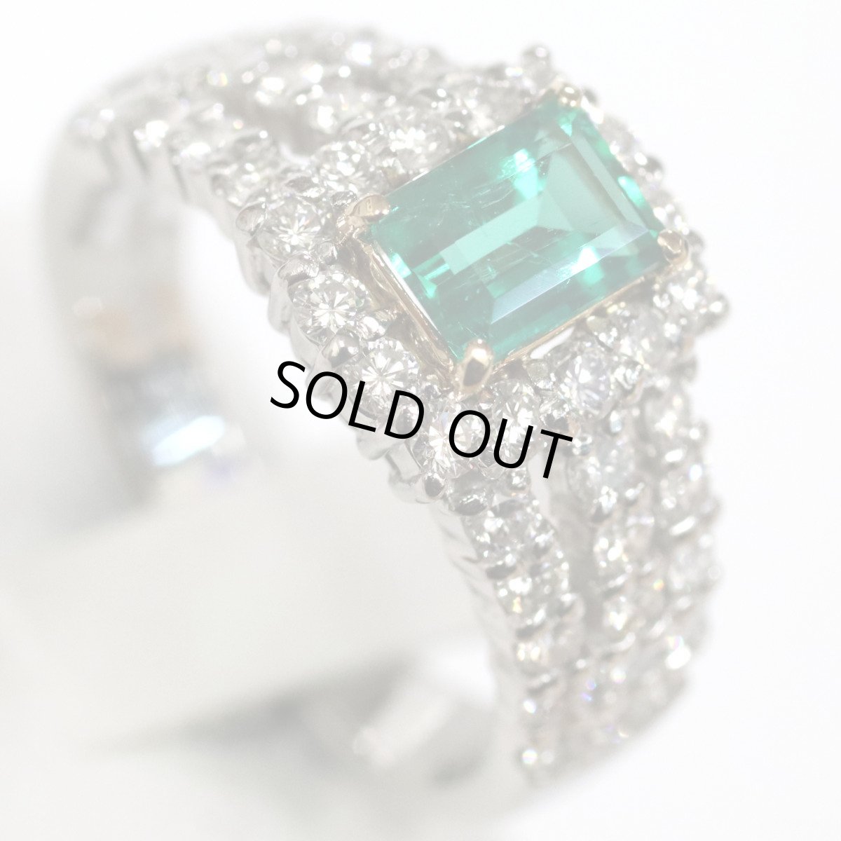 画像4: Pt900/K18エメラルドダイヤモンドリング E0.798 D1.19 10.6g #15弱 ソーティング (4)