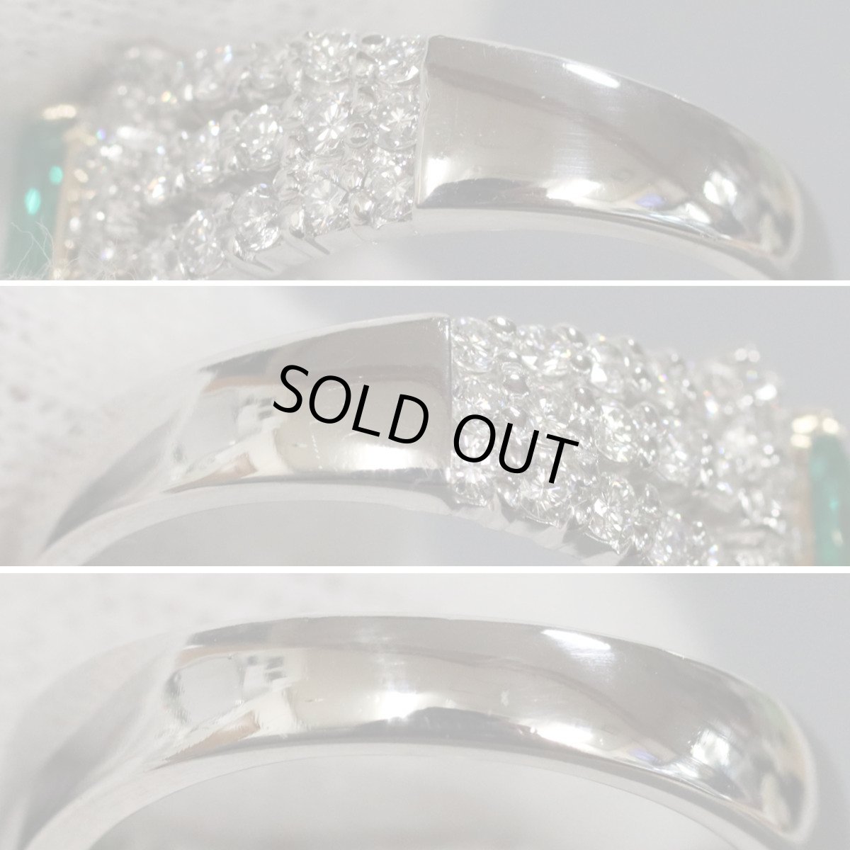 画像6: Pt900/K18エメラルドダイヤモンドリング E0.798 D1.19 10.6g #15弱 ソーティング (6)