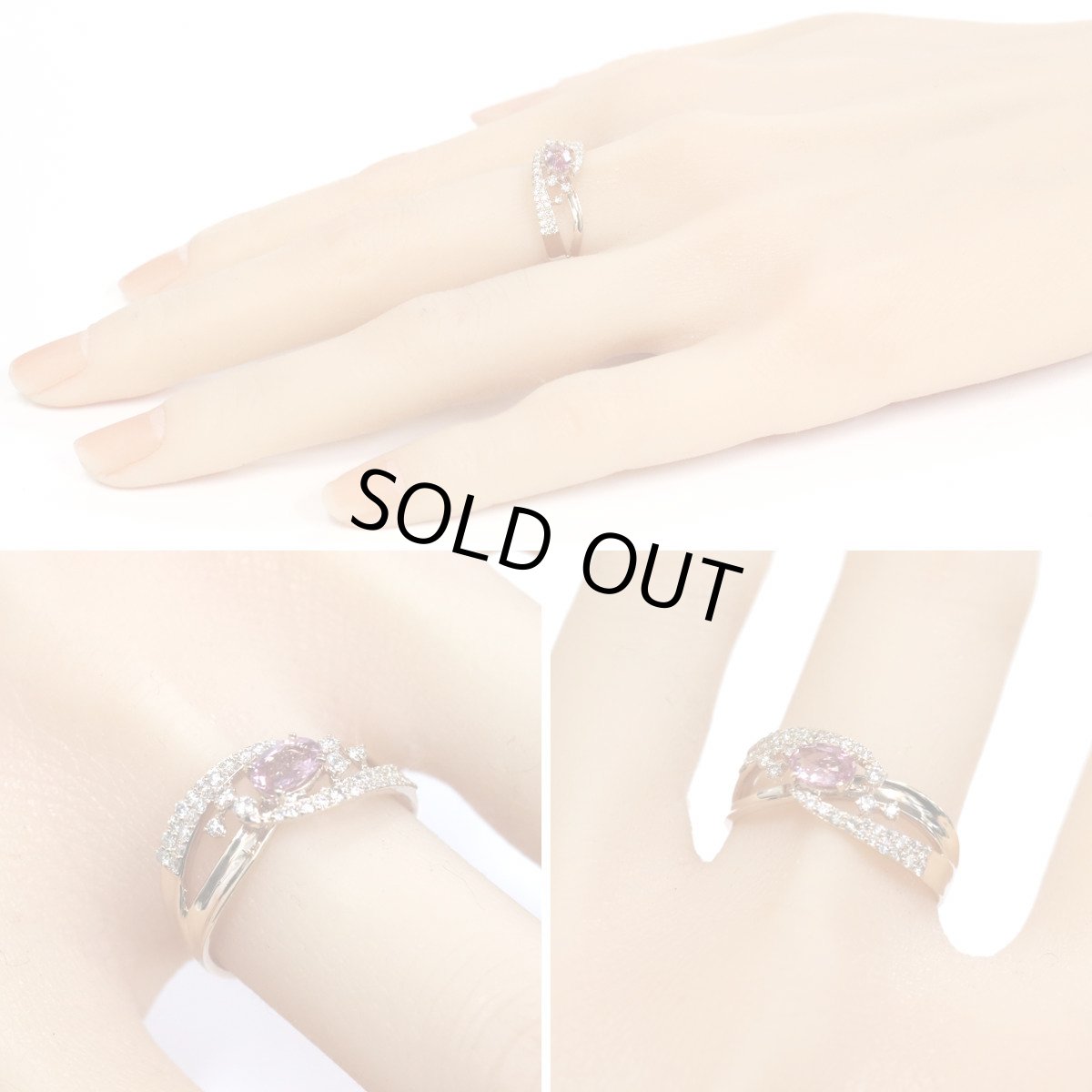 画像10: K18PGピンクサファイアダイヤモンドリング S0.426 D0.31 3.7g #15 (10)