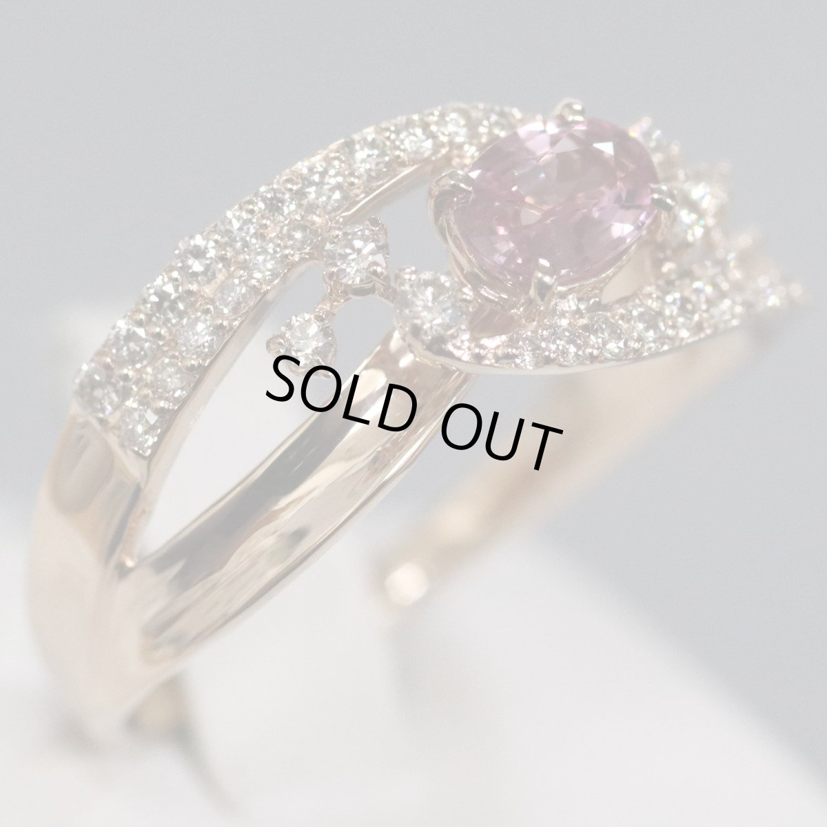 画像3: K18PGピンクサファイアダイヤモンドリング S0.426 D0.31 3.7g #15 (3)