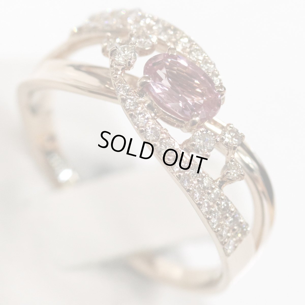 画像4: K18PGピンクサファイアダイヤモンドリング S0.426 D0.31 3.7g #15 (4)