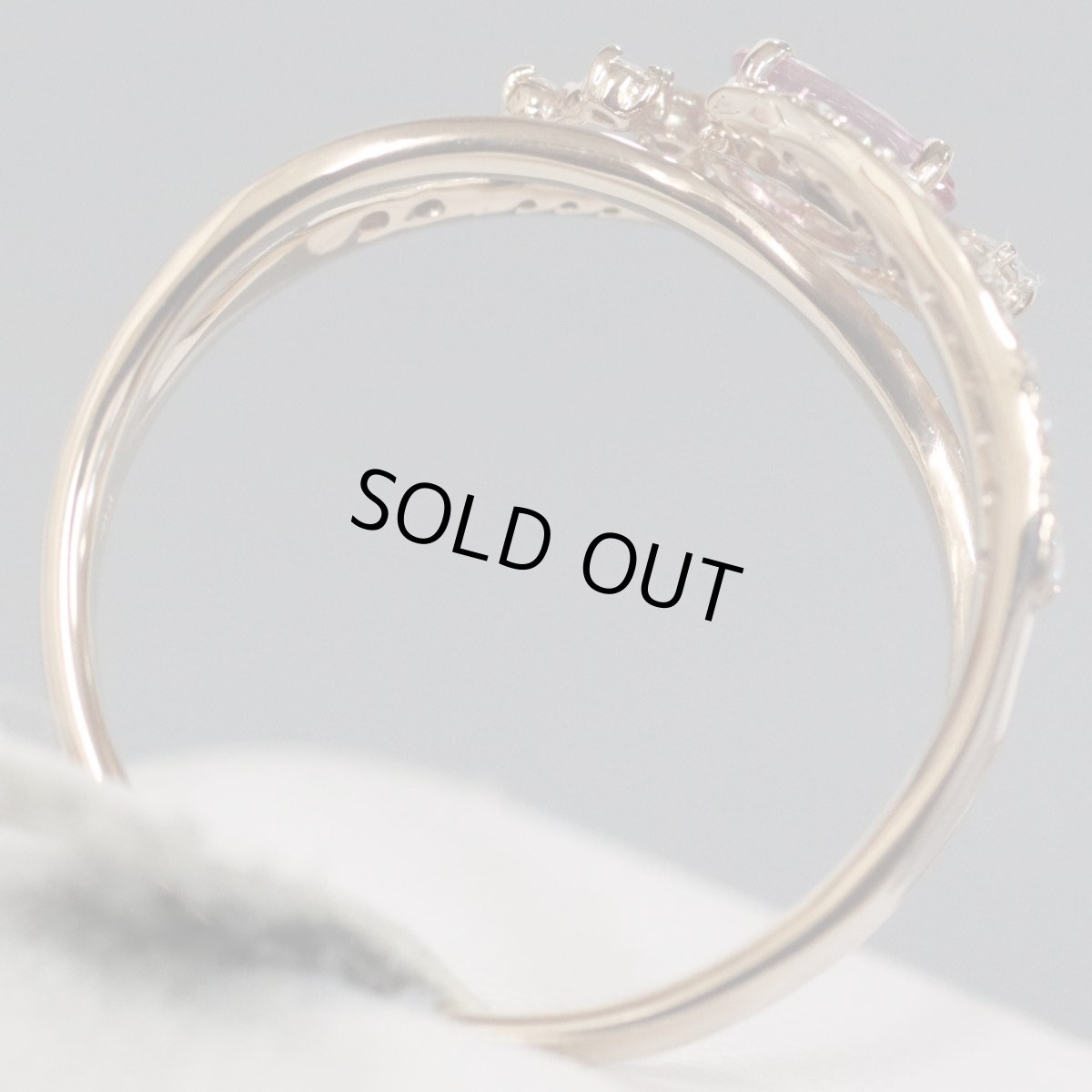 画像5: K18PGピンクサファイアダイヤモンドリング S0.426 D0.31 3.7g #15 (5)