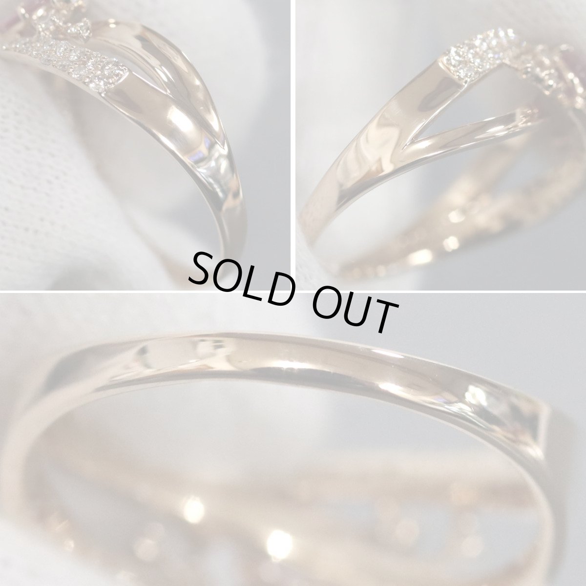 画像6: K18PGピンクサファイアダイヤモンドリング S0.426 D0.31 3.7g #15 (6)