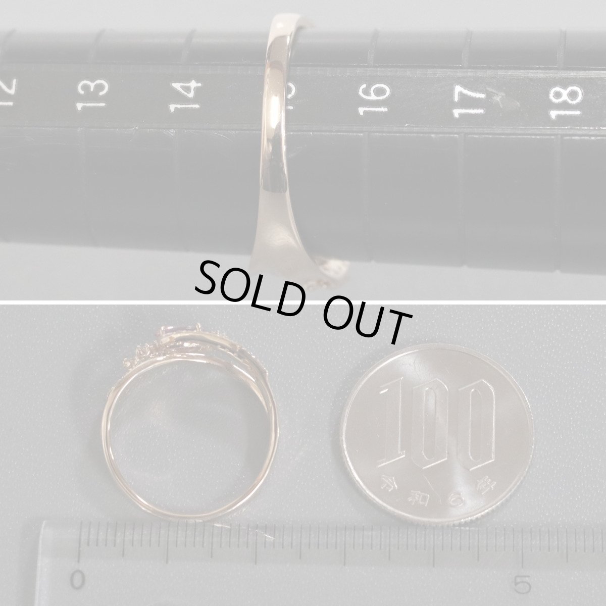 画像8: K18PGピンクサファイアダイヤモンドリング S0.426 D0.31 3.7g #15 (8)