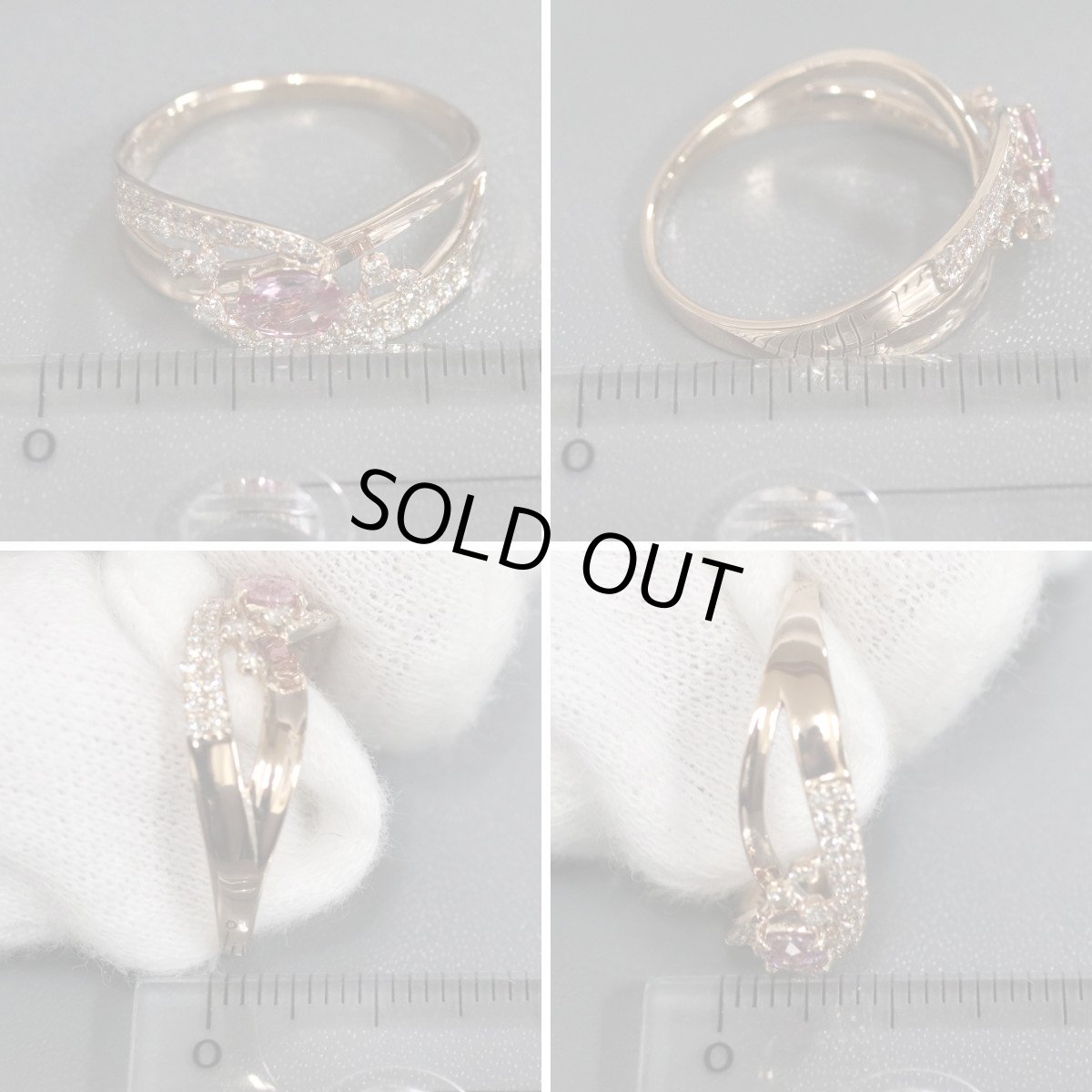 画像9: K18PGピンクサファイアダイヤモンドリング S0.426 D0.31 3.7g #15 (9)