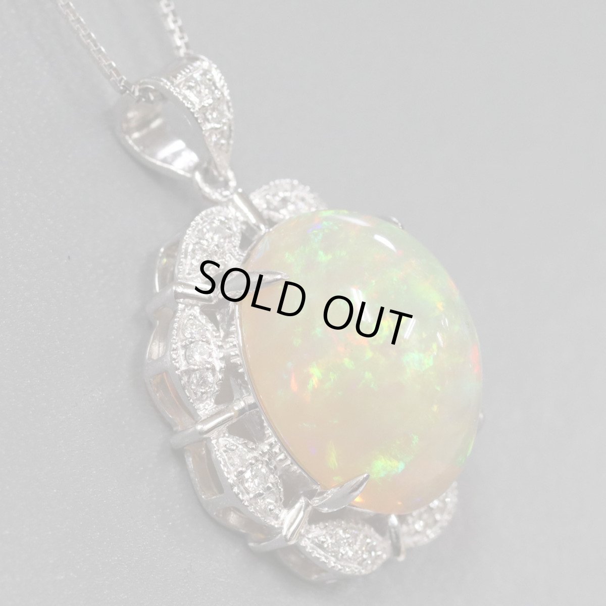 画像2: Pt900/850オパールダイヤモンドペンダント O14.54 D0.43 16.8g 鑑別書 (2)