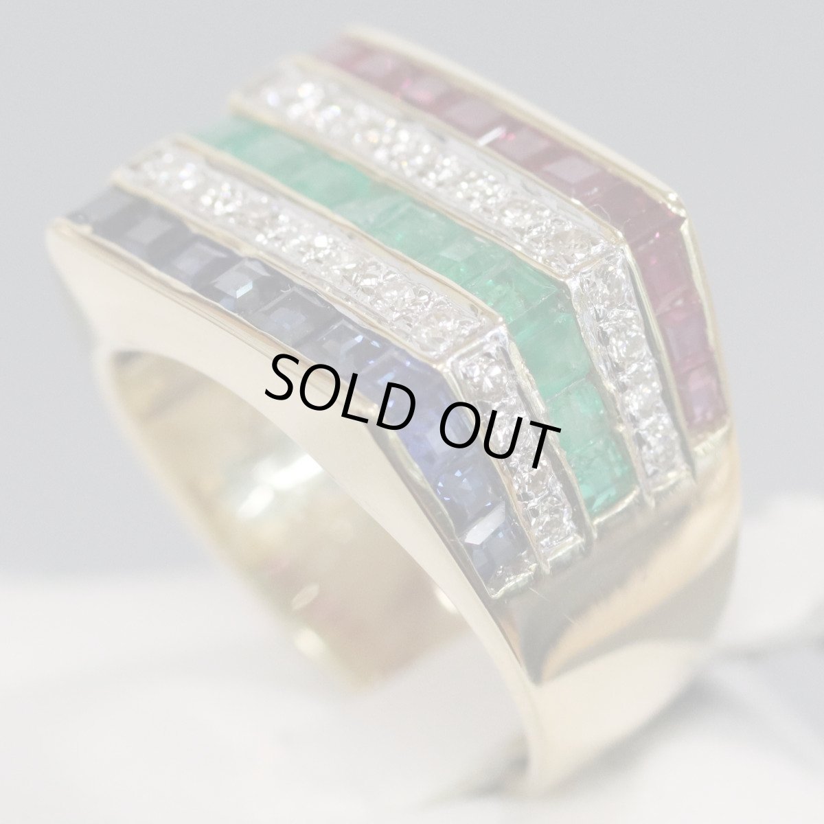 画像3: K18マルチカラーストーンリング サファイア エメラルド ルビー マルチ2.15 D0.30 7.3g #10 (3)