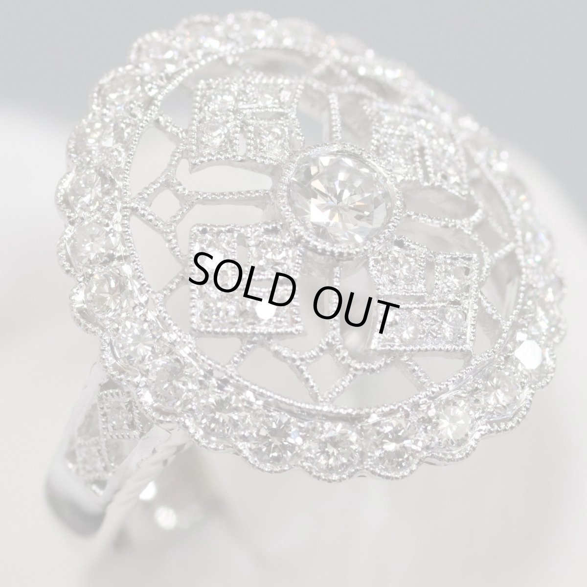 画像3: Pt900ダイヤモンドリング D0.20 D0.66 6.5g #12.5 プラチナ レース 透かし (3)