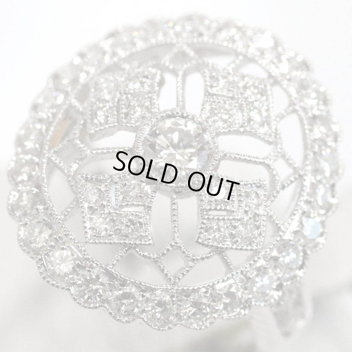 画像4: Pt900ダイヤモンドリング D0.20 D0.66 6.5g #12.5 プラチナ レース 透かし (4)