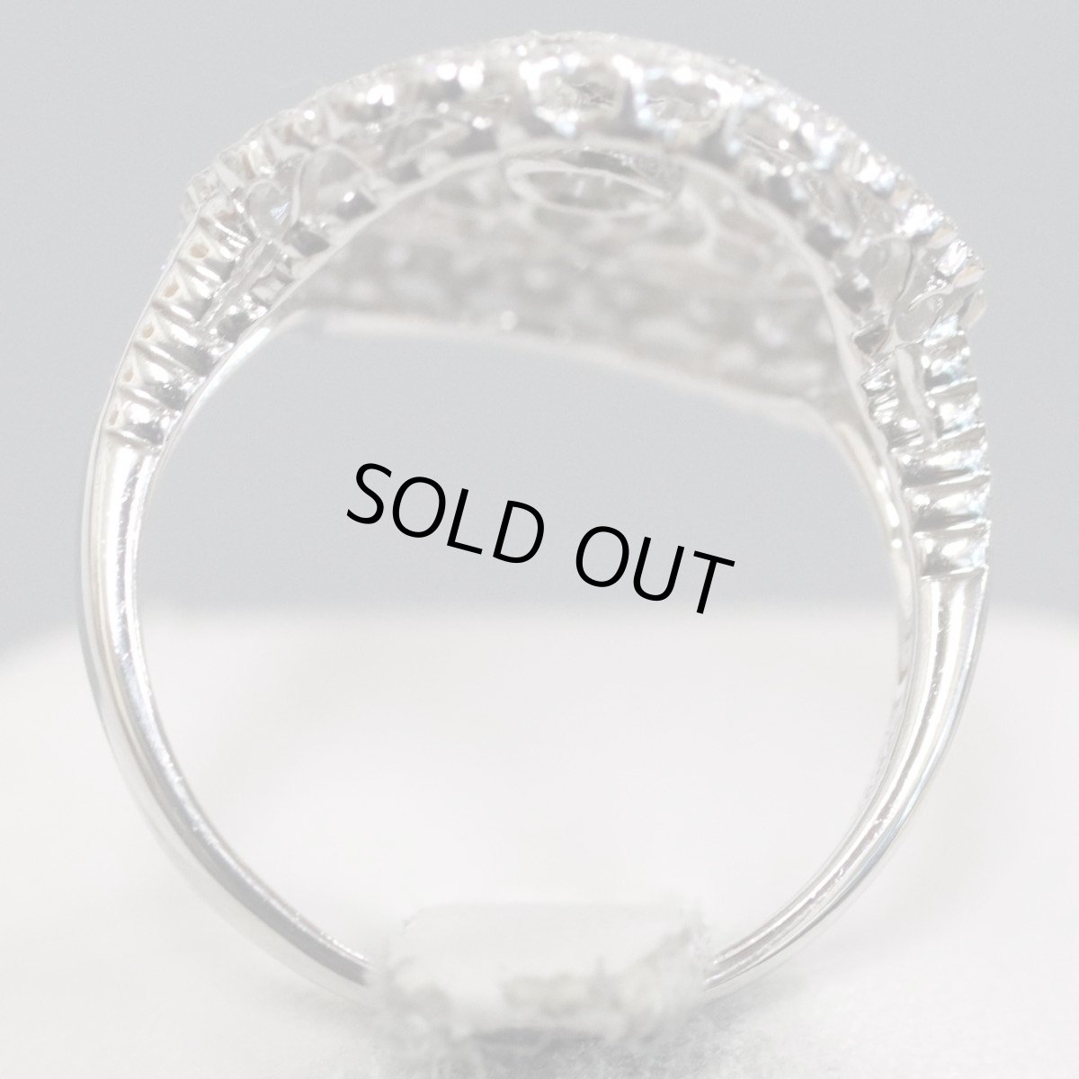 画像5: Pt900ダイヤモンドリング D0.20 D0.66 6.5g #12.5 プラチナ レース 透かし (5)