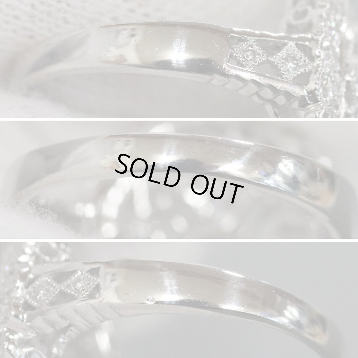 画像6: Pt900ダイヤモンドリング D0.20 D0.66 6.5g #12.5 プラチナ レース 透かし (6)