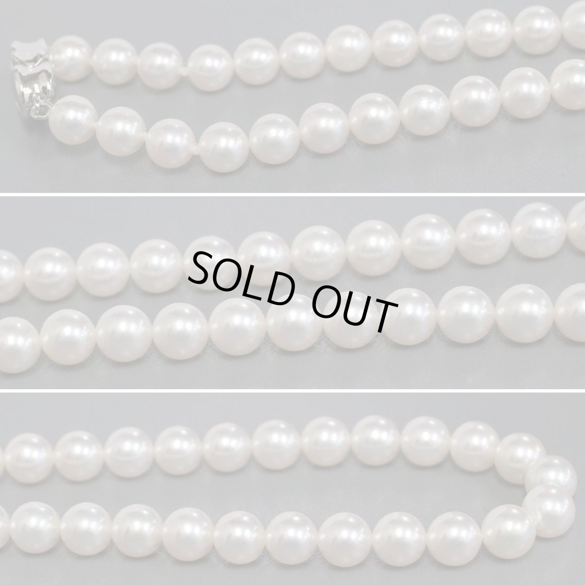 画像3: パールネックレスイヤリングセット シルバー/K18WG金具 7.0-7.4mm 鑑別書 (3)