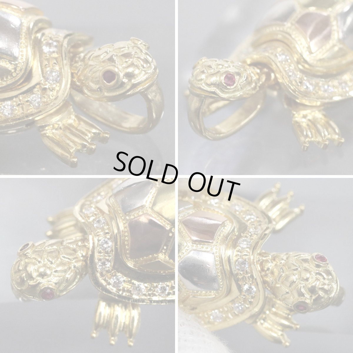 画像2: K24/K18/Pt900ダイヤモンドペンダントトップ 亀モチーフ D0.24 12.9g 観音様 (2)