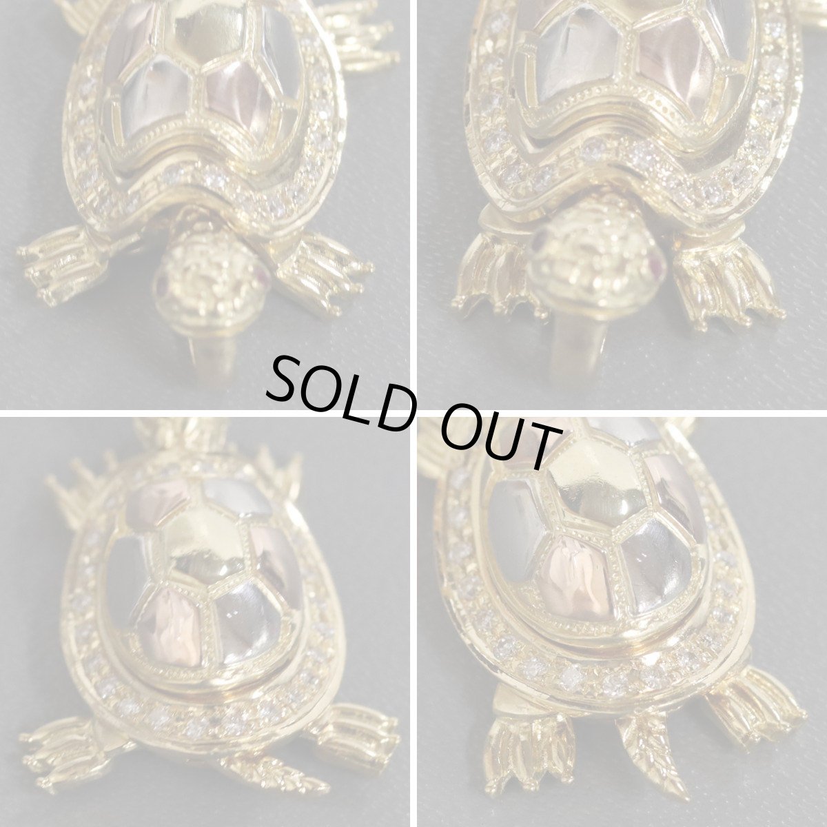 画像3: K24/K18/Pt900ダイヤモンドペンダントトップ 亀モチーフ D0.24 12.9g 観音様 (3)