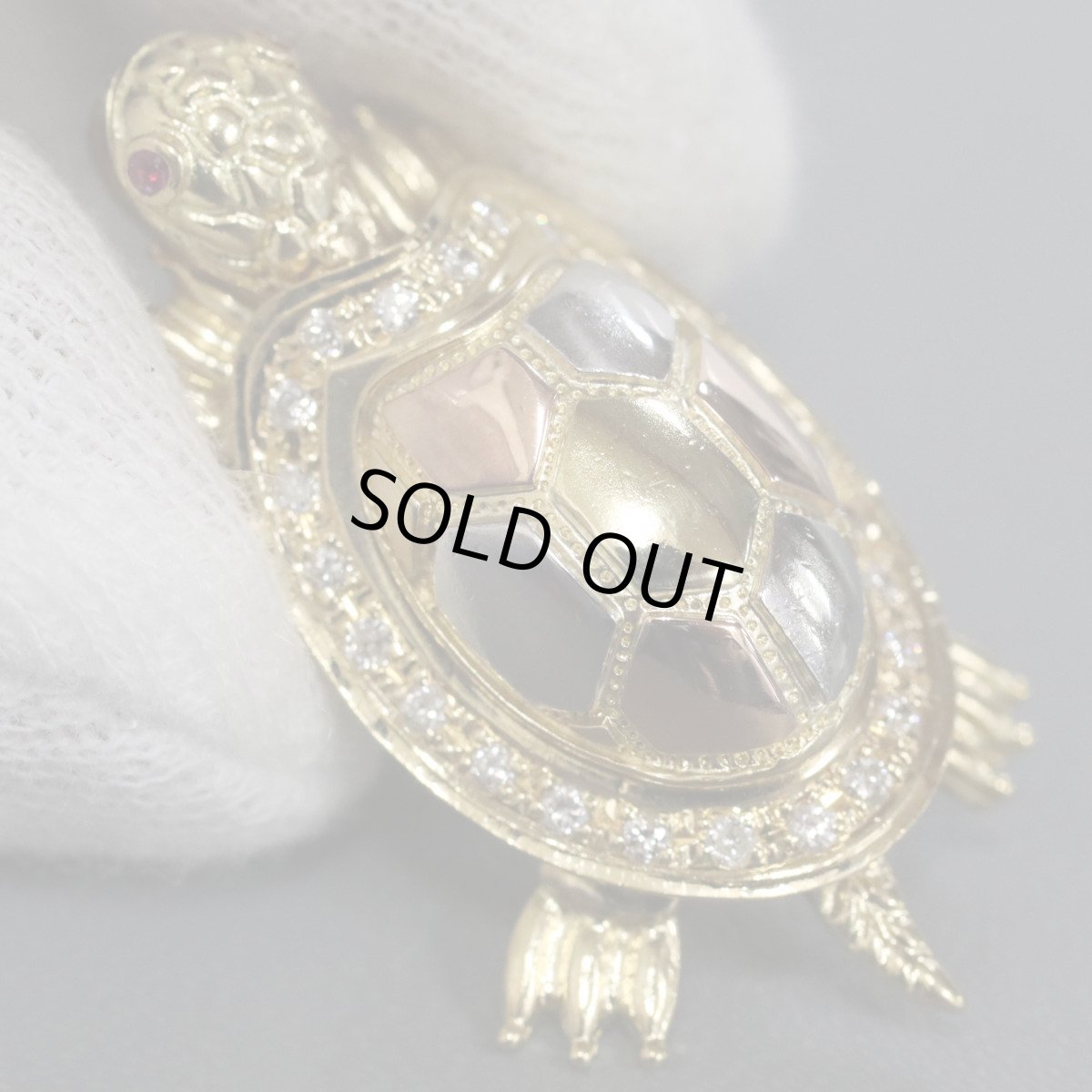 画像4: K24/K18/Pt900ダイヤモンドペンダントトップ 亀モチーフ D0.24 12.9g 観音様 (4)