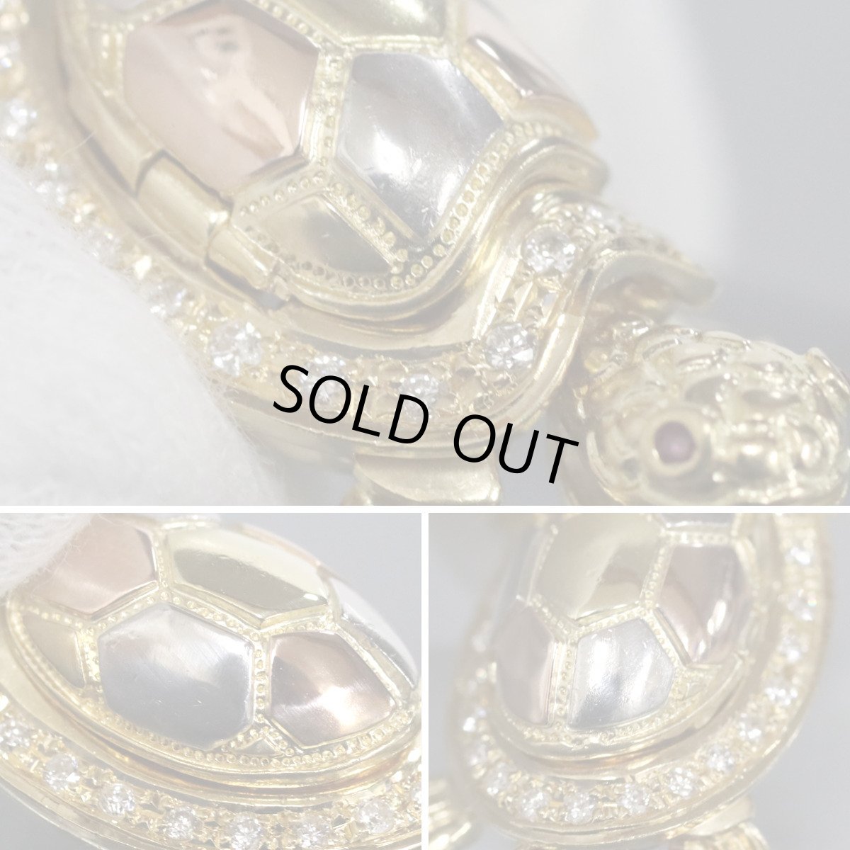 画像5: K24/K18/Pt900ダイヤモンドペンダントトップ 亀モチーフ D0.24 12.9g 観音様 (5)