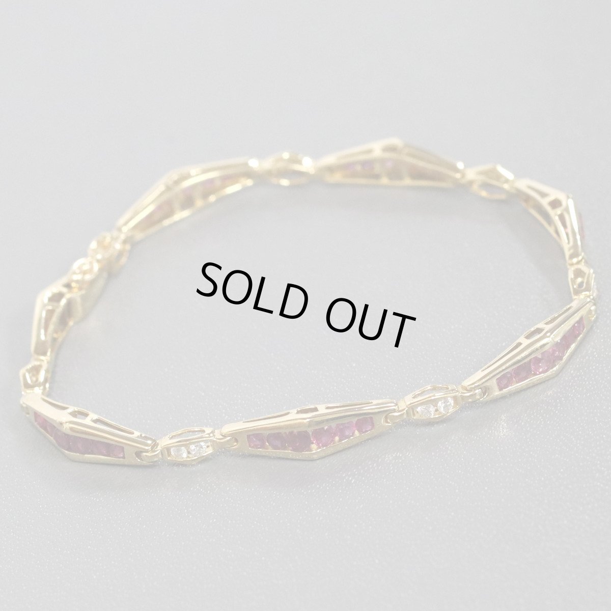 画像1: K18ルビーダイヤモンドブレスレット R2.45 D0.30 12.4g 17.5cm (1)