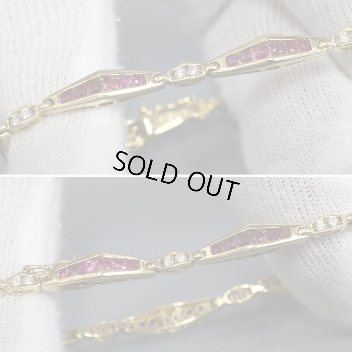 画像2: K18ルビーダイヤモンドブレスレット R2.45 D0.30 12.4g 17.5cm (2)