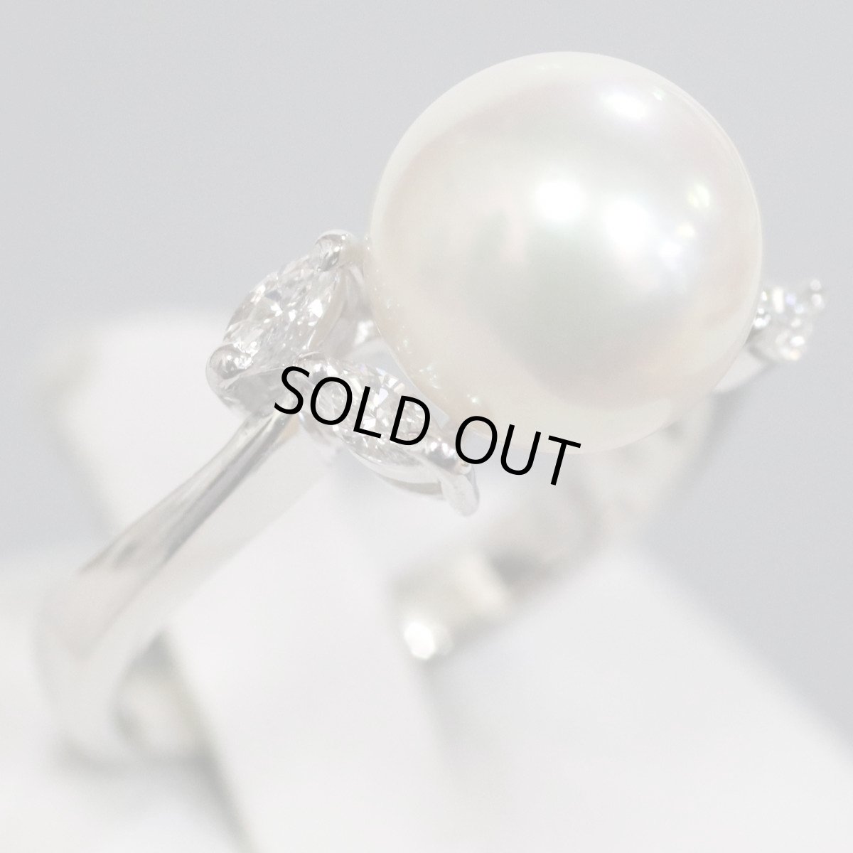 画像1: Pt900パールダイヤモンドリング D0.23 5.3g #10 (1)