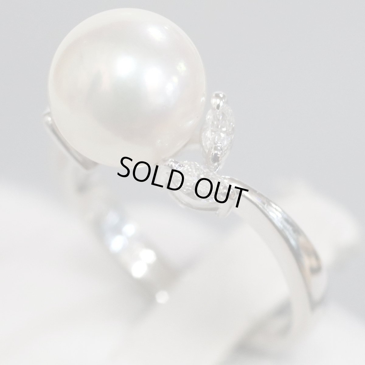 画像2: Pt900パールダイヤモンドリング D0.23 5.3g #10 (2)