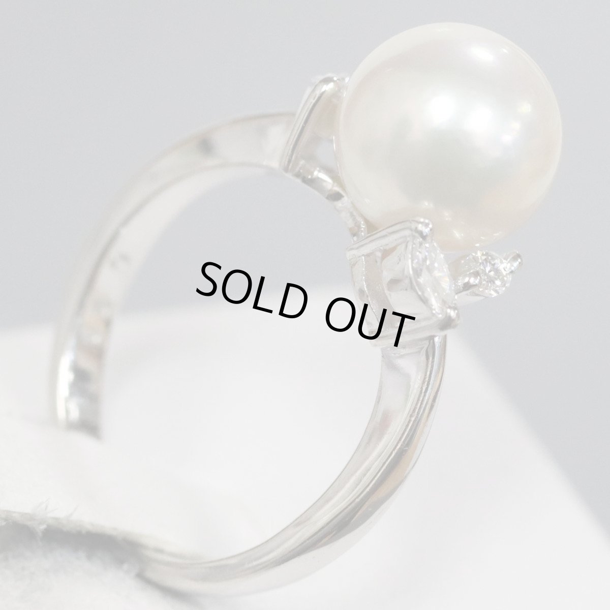 画像4: Pt900パールダイヤモンドリング D0.23 5.3g #10 (4)