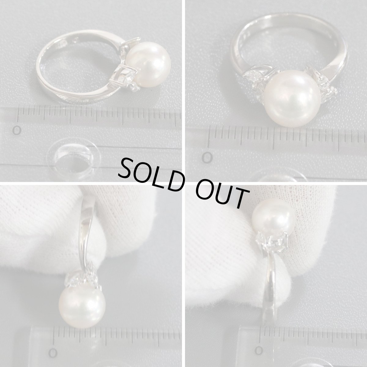 画像9: Pt900パールダイヤモンドリング D0.23 5.3g #10 (9)