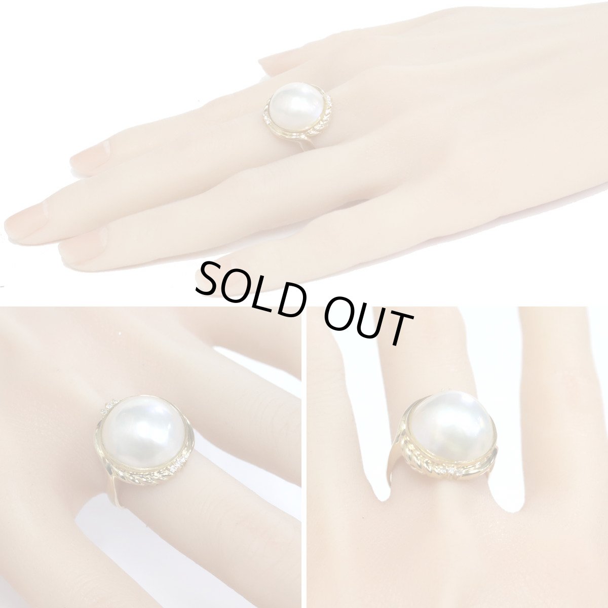 画像10: K18マベパールダイヤモンドリング D0.06 8.2g #16 (10)