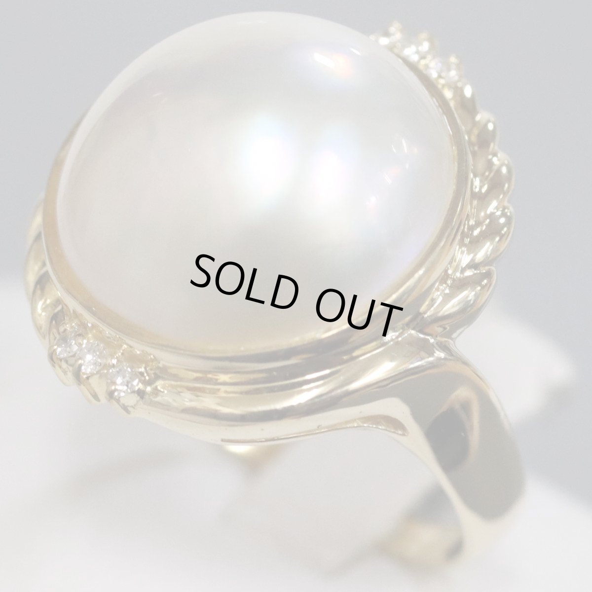 画像2: K18マベパールダイヤモンドリング D0.06 8.2g #16 (2)