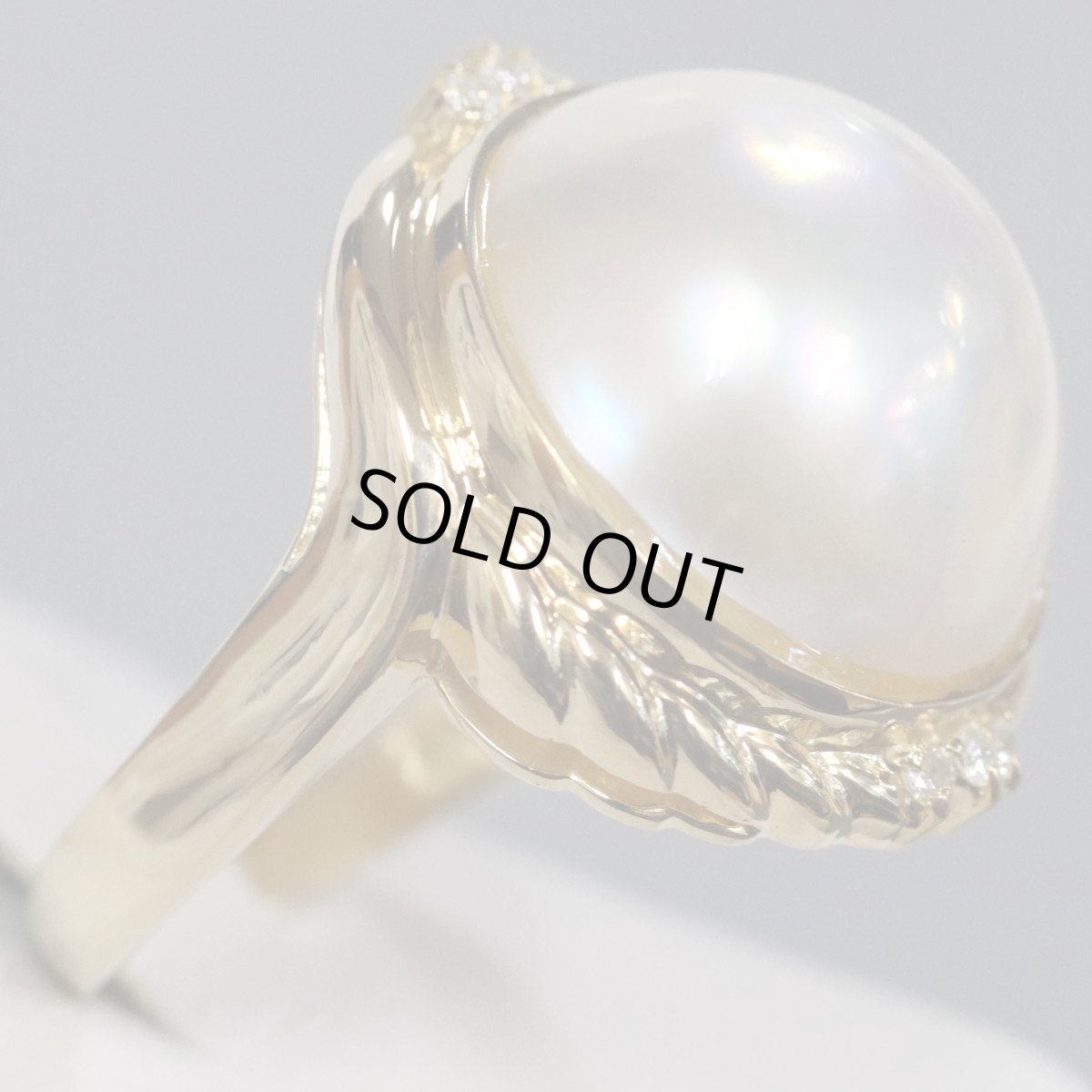 画像4: K18マベパールダイヤモンドリング D0.06 8.2g #16 (4)