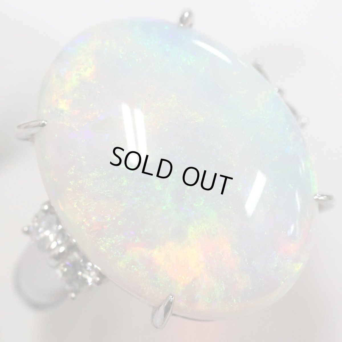 画像3: Pt900ホワイトオパールダイヤモンドリング O10.48 D0.35 10.9g #16 (3)