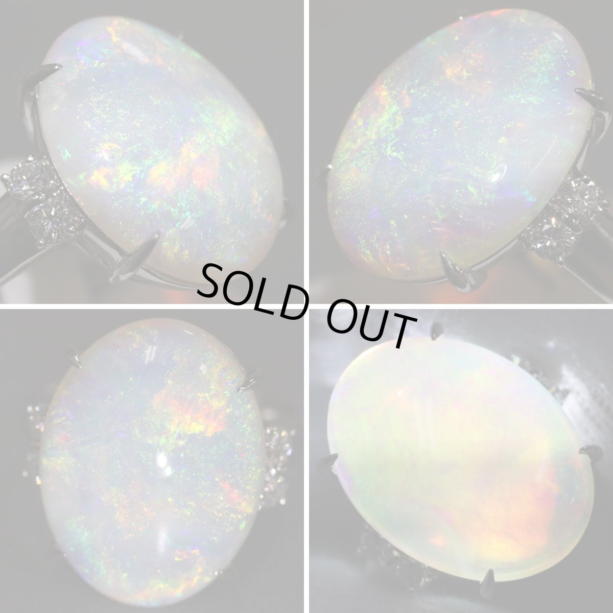 画像4: Pt900ホワイトオパールダイヤモンドリング O10.48 D0.35 10.9g #16 (4)