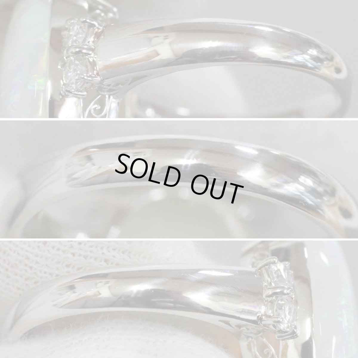 画像6: Pt900ホワイトオパールダイヤモンドリング O10.48 D0.35 10.9g #16 (6)