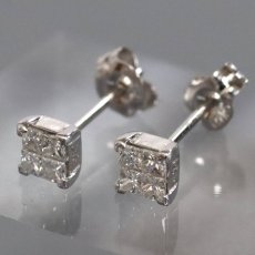 画像1: Pt900/K14WGダイヤモンドピアス D0.14×2 0.9g (1)