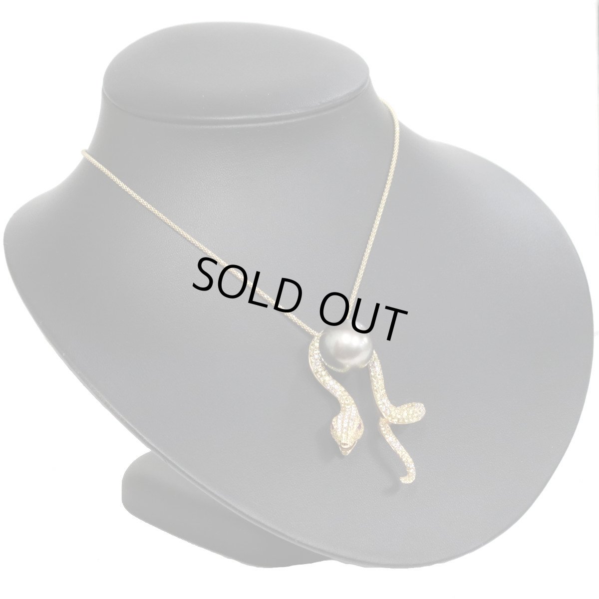 画像7: K18マルチカラーストーンダイヤモンドパールペンダント S3.20 D1.00 R0.10 20.2g 蛇モチーフ (7)