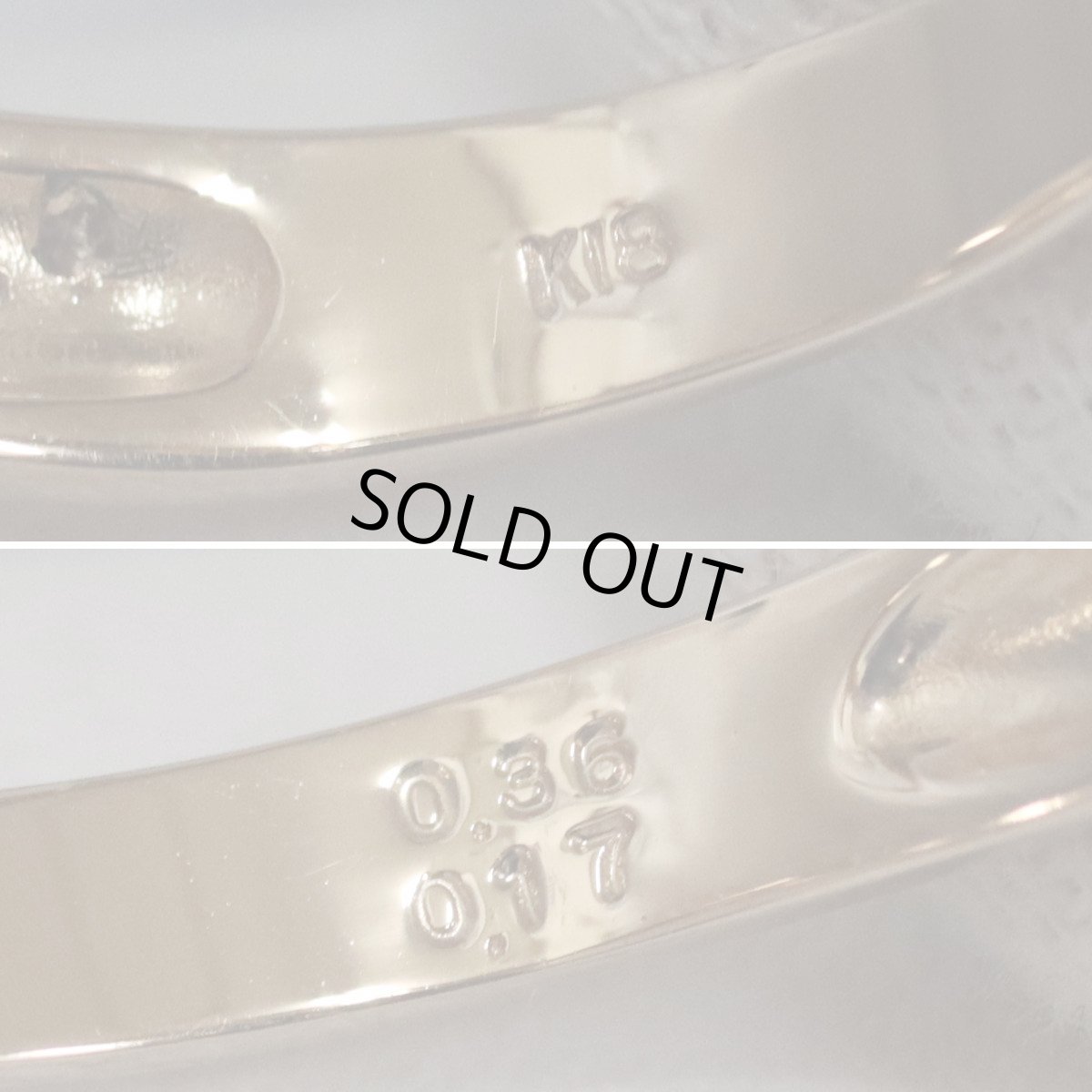 画像7: K18PGダイヤモンドリング D0.36 D0.17 4.0g #18 (7)