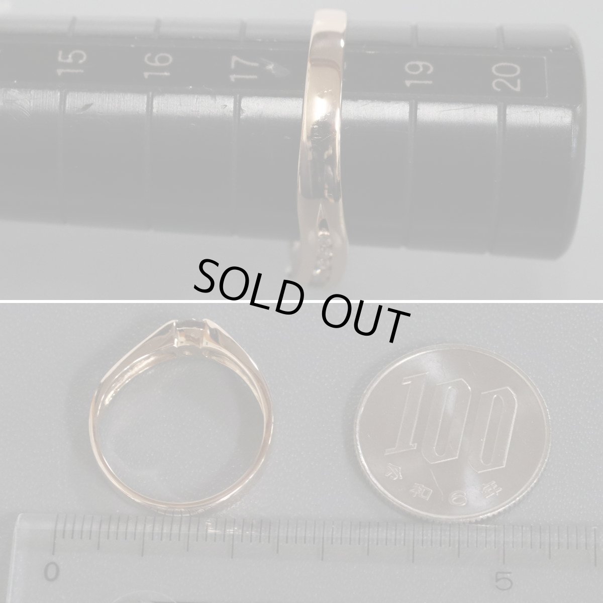 画像8: K18PGダイヤモンドリング D0.36 D0.17 4.0g #18 (8)