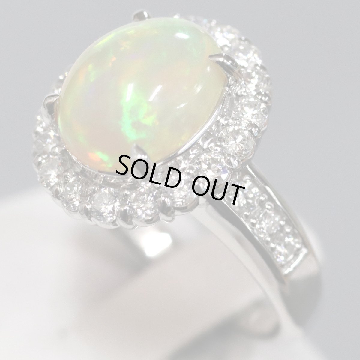 画像2: Pt900オパールダイヤモンドリング O2.60 D0.88 7.0g #12 (2)