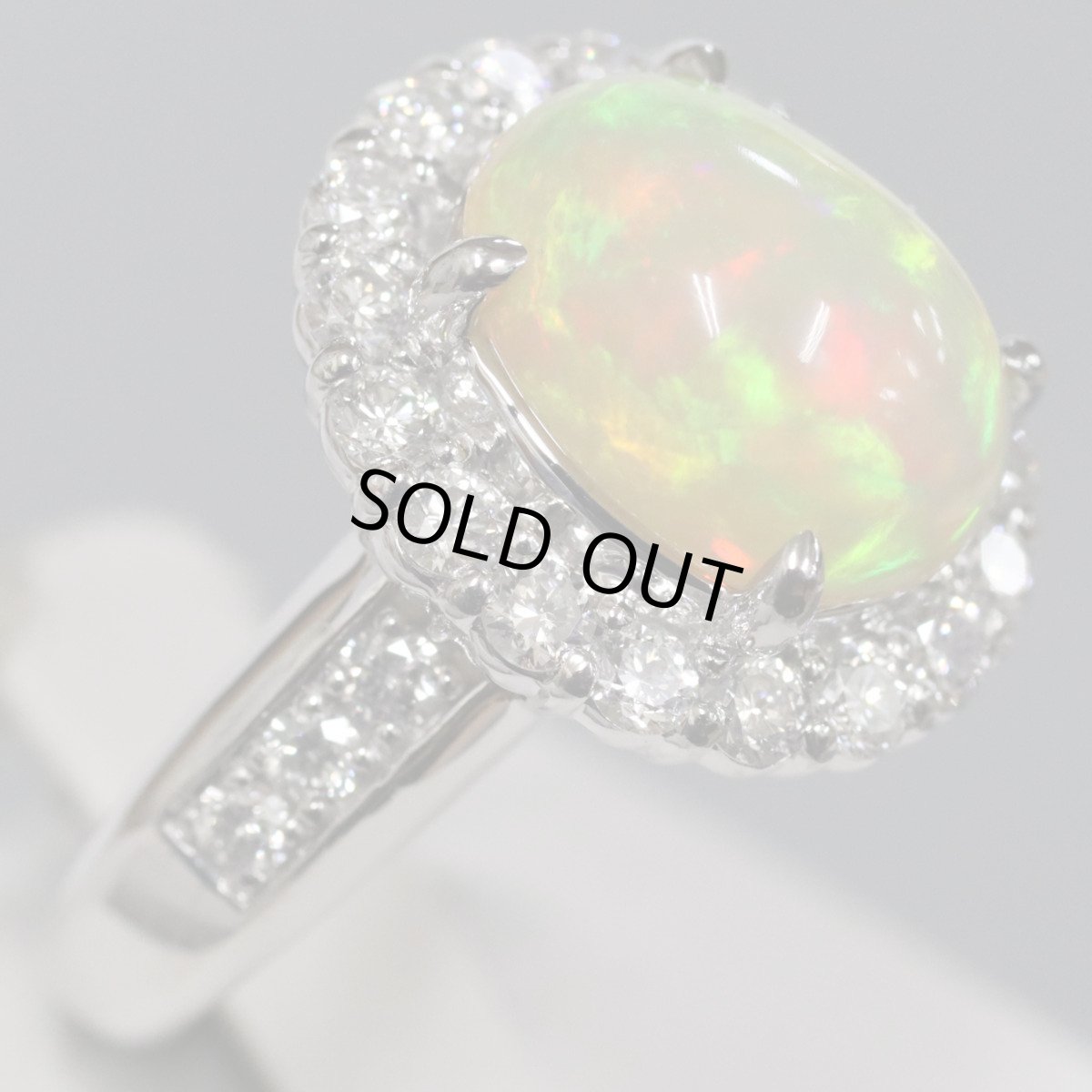 画像3: Pt900オパールダイヤモンドリング O2.60 D0.88 7.0g #12 (3)