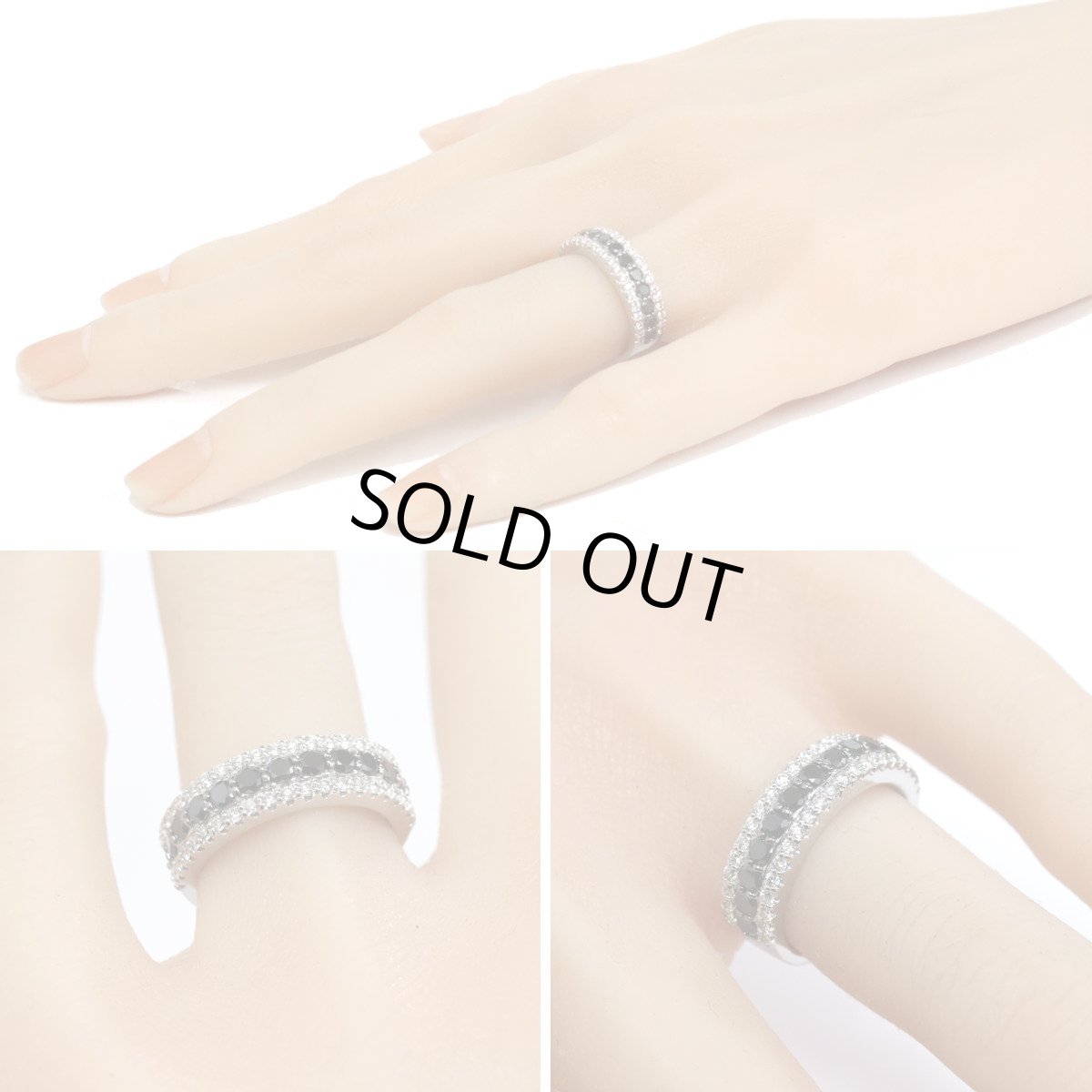 画像10: ポンテヴェキオ K18WGブラックダイヤモンド/ダイヤモンドリング BkD0.76 D0.44 8.5g #11 (10)