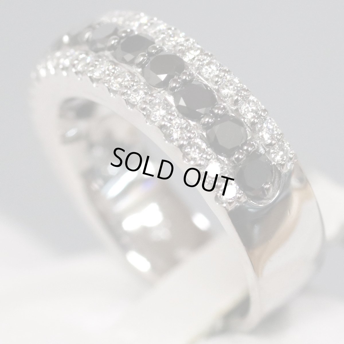 画像2: ポンテヴェキオ K18WGブラックダイヤモンド/ダイヤモンドリング BkD0.76 D0.44 8.5g #11 (2)