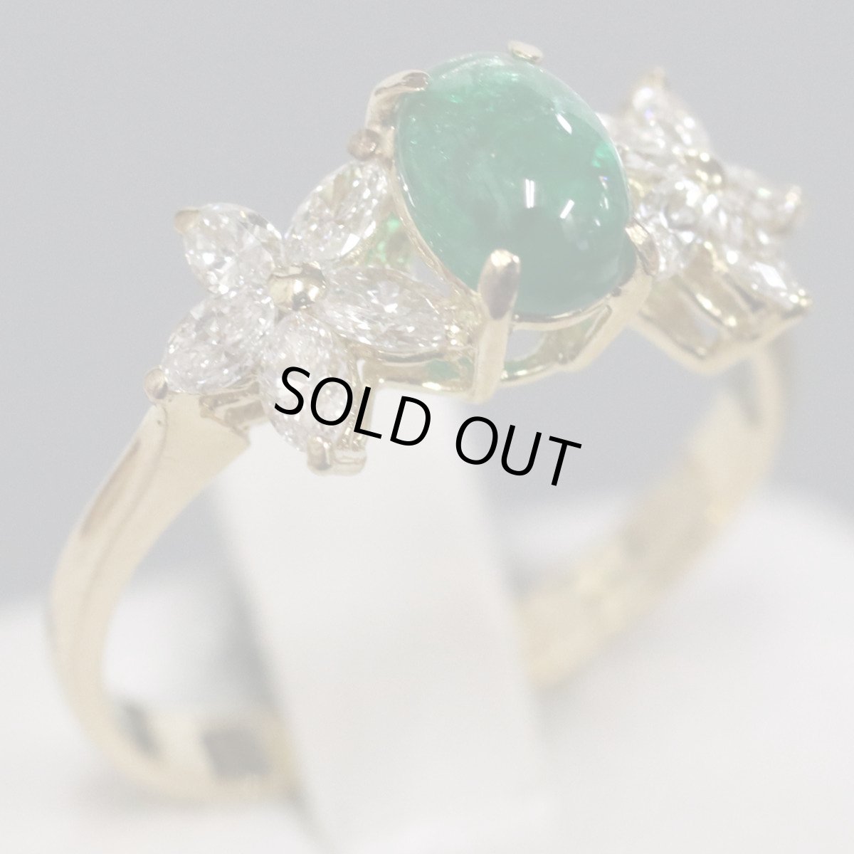 画像1: ポンテヴェキオ K18エメラルドダイヤモンドリング E0.67 D0.49 2.5g #13 (1)