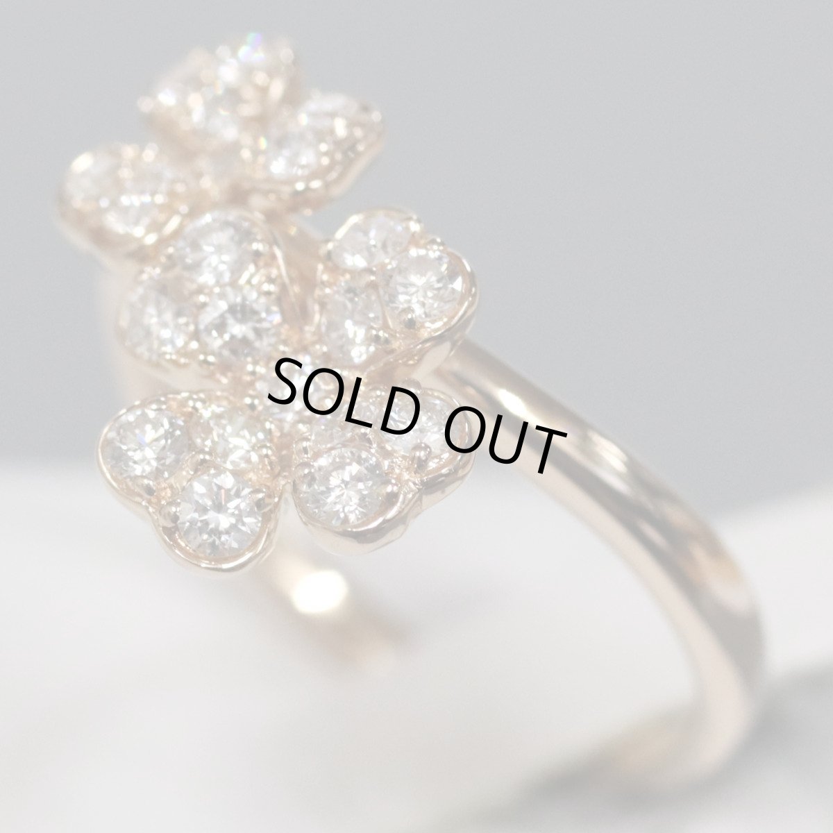 画像2: ヴァンドーム K18PGダイヤモンドリング D0.43 3.3g #11 クローバーモチーフ (2)