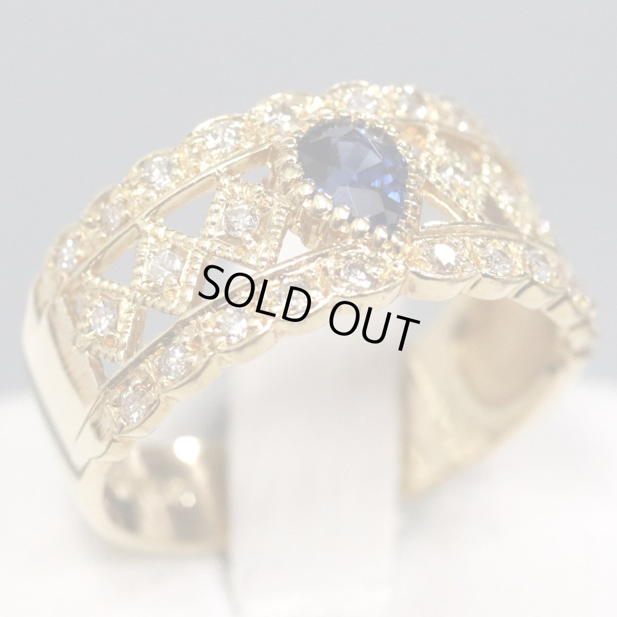 画像1: K18サファイアダイヤモンドリング S0.46 D0.19 4.4g #11 (1)