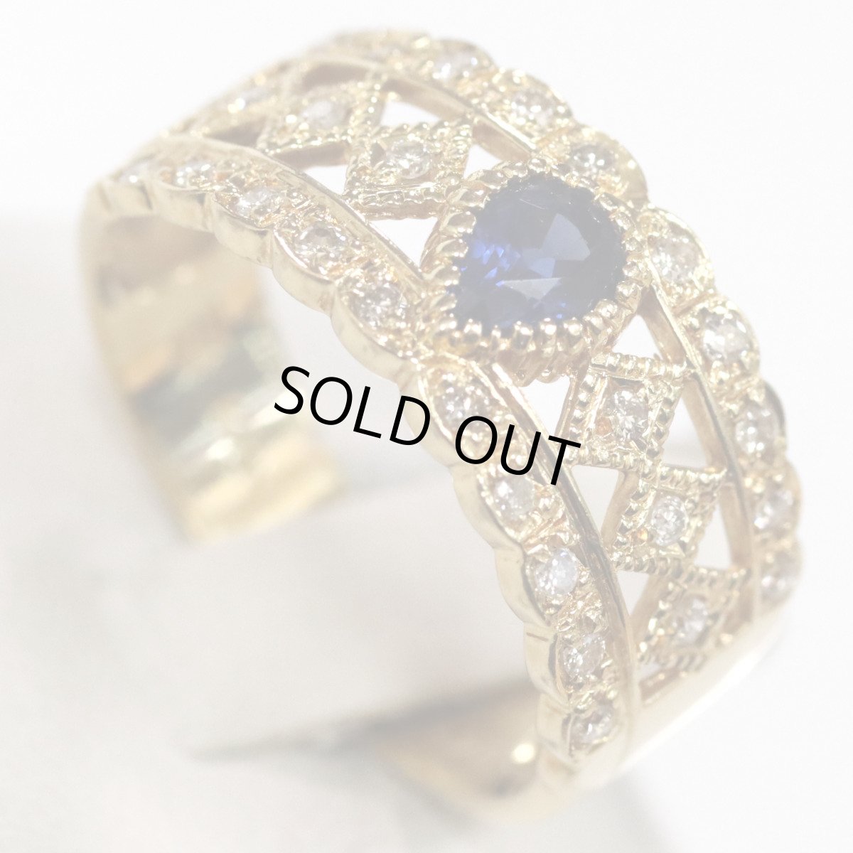 画像4: K18サファイアダイヤモンドリング S0.46 D0.19 4.4g #11 (4)